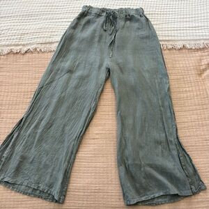 Mahina Linen Wide Leg pants in Khaki